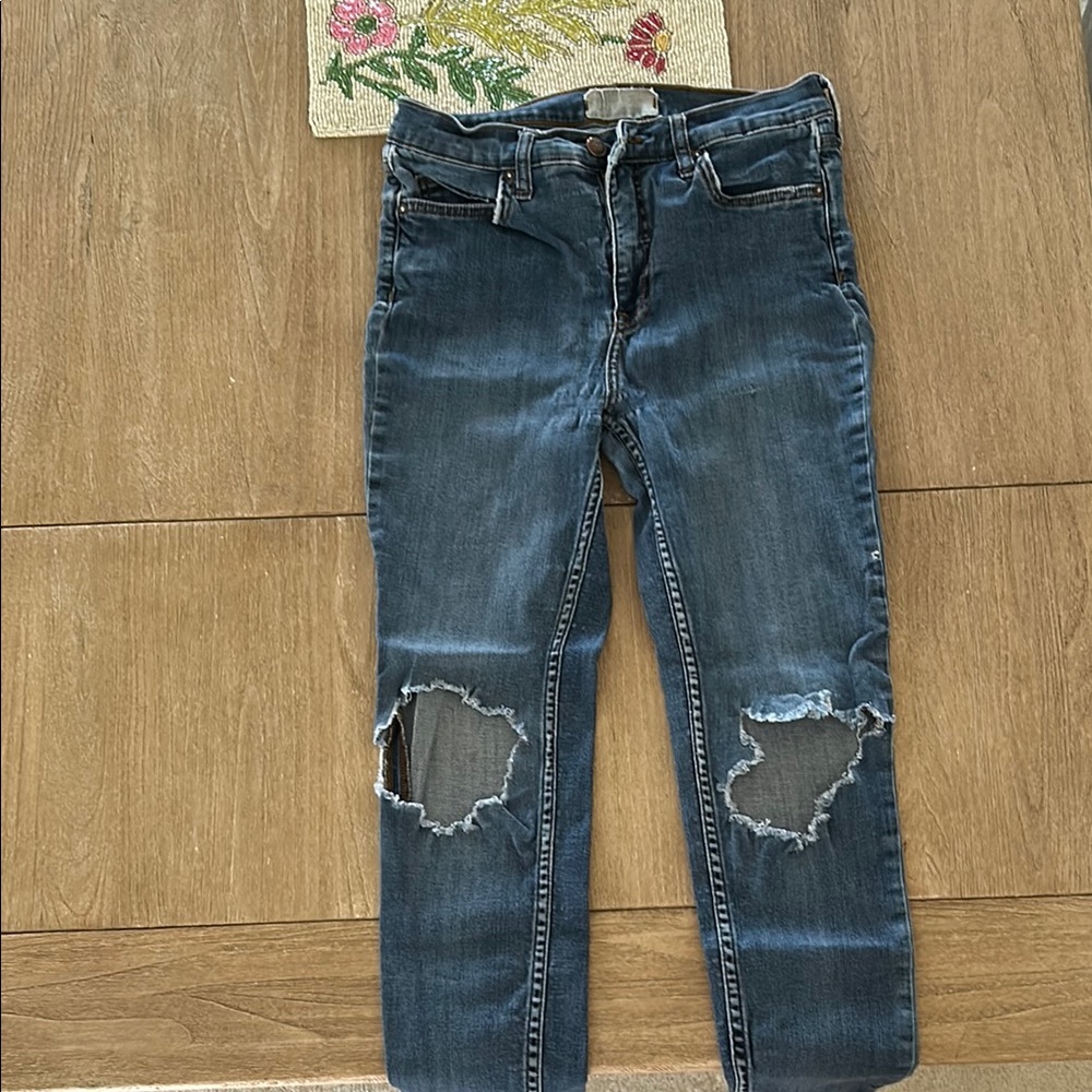 Distressed Blue Jeans